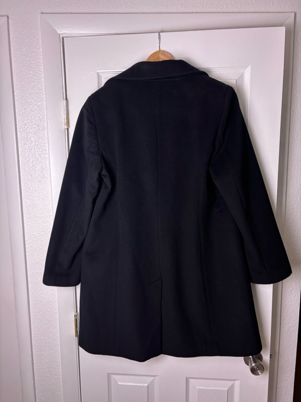 Calvin Klein Black Single-Breasted Wool Trench Coat Women’s Size 14 - Picture 4 of 10